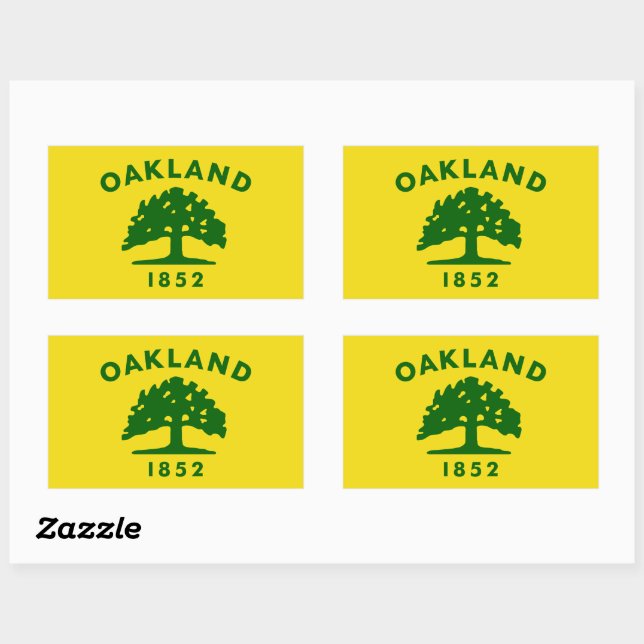 Adesivo Retangular Bandeira de Oakland, Califórnia (Folha)