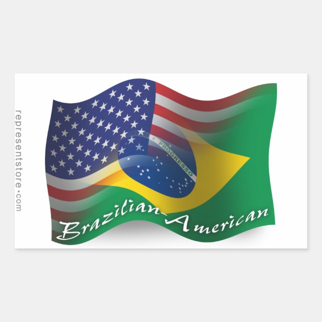 Adesivo Retangular Bandeira de ondas brasileira-americana (Frente)