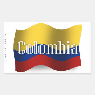 Adesivo Retangular Bandeira de ondulação de Colômbia