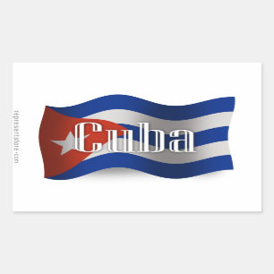 Adesivo Retangular Bandeira de ondulação de Cuba