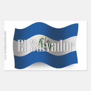 Adesivo Retangular Bandeira de ondulação de El Salvador