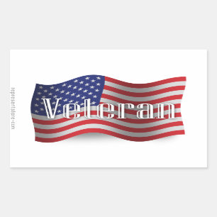 Adesivo Retangular Bandeira de ondulação do veterano dos Estados