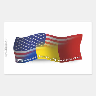 Adesivo Retangular Bandeira de ondulação Romeno-Americana