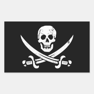 Adesivo Retangular Bandeira de pirata Roger alegre de John Rackham