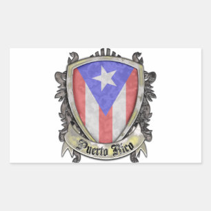 Adesivo Retangular Bandeira de Puerto Rico - crista do protetor