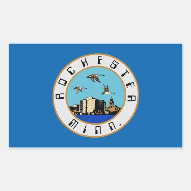 Adesivo Retangular Bandeira de Rochester, Minnesota (Frente)
