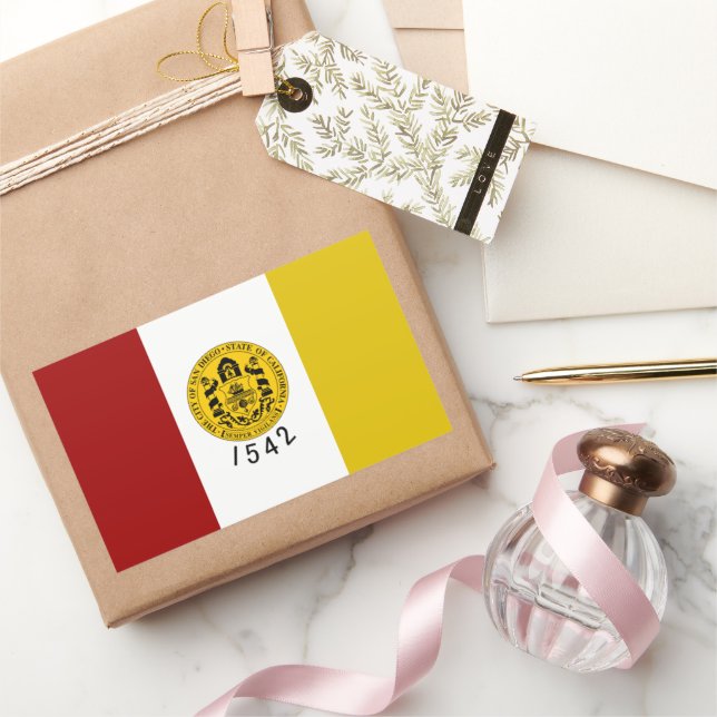 Adesivo Retangular Bandeira de San Diego (Califórnia) (Presentear)