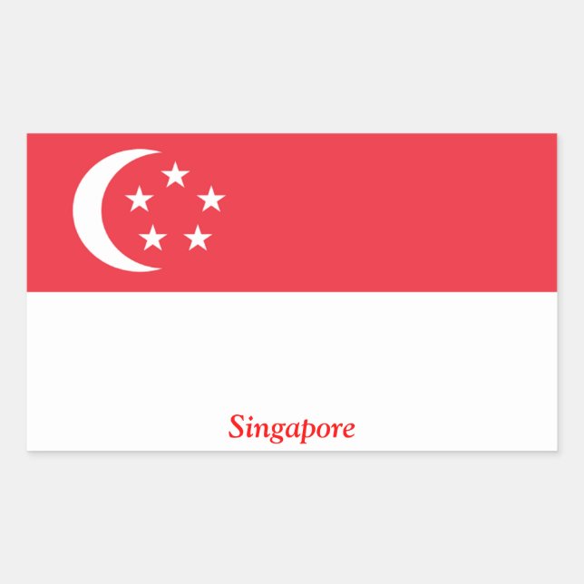 Adesivo Retangular Bandeira de Singapura (Frente)