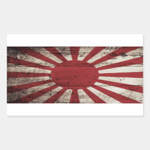 Adesivo Retangular Bandeira de Sun de ascensão de Japão na grão de