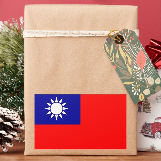 Adesivo Retangular Bandeira de Taiwan: República da China, Taipé Chin (Feriado)