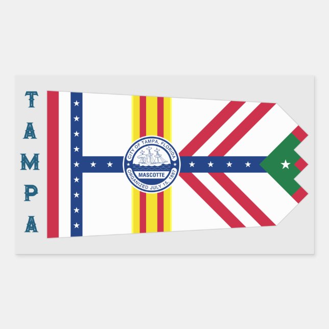 Adesivo Retangular Bandeira de Tampa, Florida (Frente)