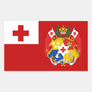 Adesivo Retangular Bandeira de Tongan e selo, bandeira de Tonga
