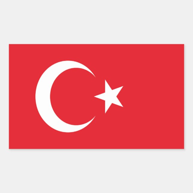 Adesivo Retangular Bandeira de Turquia (Frente)
