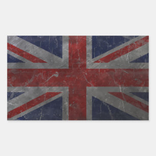 Adesivo Retangular Bandeira de Union Jack do vintage do metal