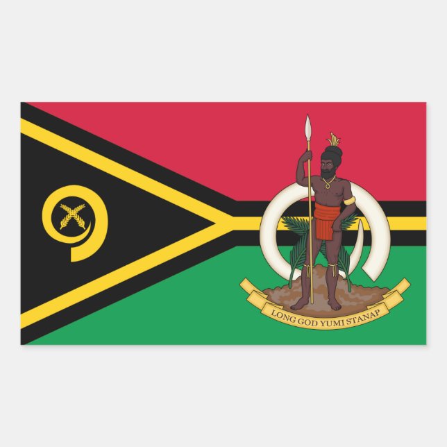 Adesivo Retangular Bandeira de Vanuatuan e Casaco de Armas, Bandeira  (Frente)