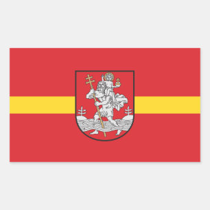 Adesivo Retangular Bandeira de Vilnius, Lituânia - Vinheta Retangular