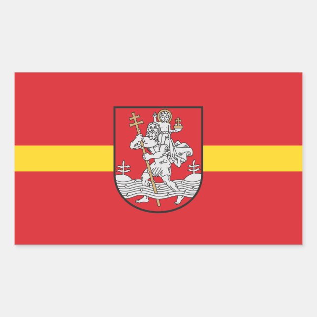 Adesivo Retangular Bandeira de Vilnius, Lituânia - Vinheta Retangular (Frente)