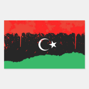 Adesivo Retangular Bandeira do 4.o Reino da Líbia Estilizado (1951-19