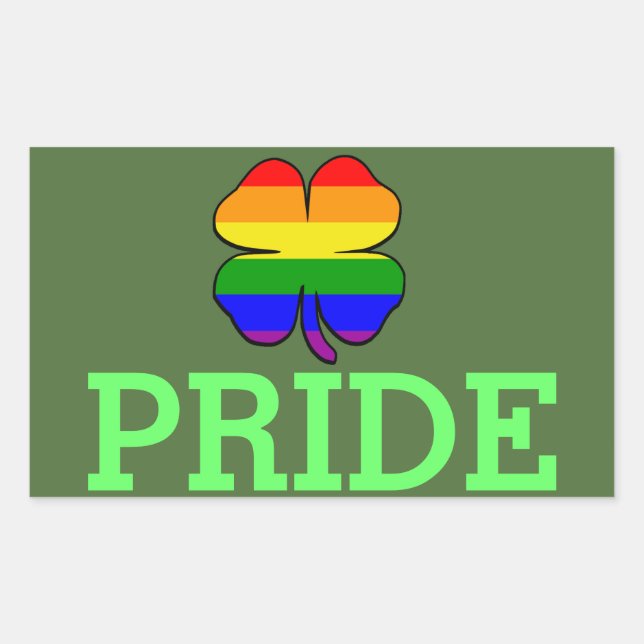 Adesivo Retangular Bandeira do arco-íris do orgulho gay Trevo (Frente)