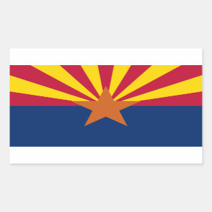 Adesivo Retangular Bandeira do Arizona: Estrela Cadente Sol, O Estado