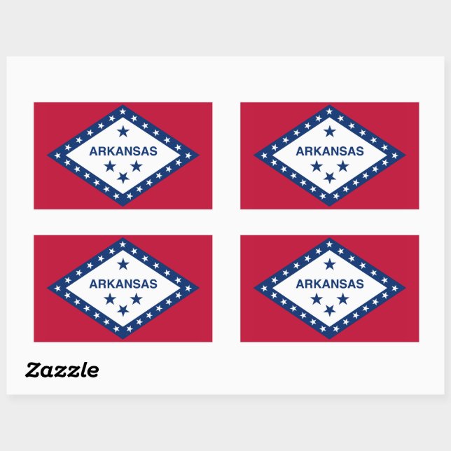 Adesivo Retangular Bandeira do Arkansas (Folha)