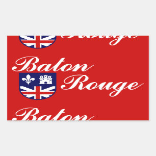 Adesivo Retangular Bandeira do Baton Rouge, Vinheta Retangular da Lou