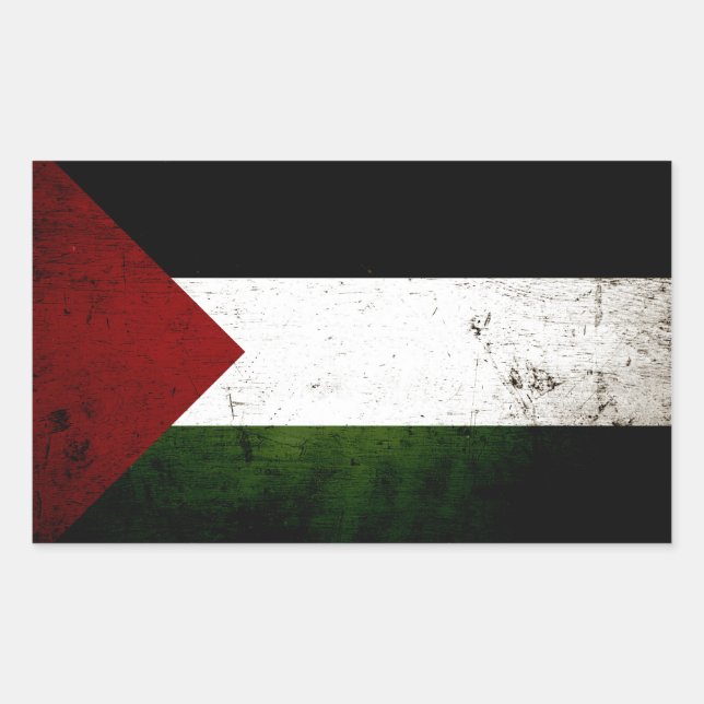 Adesivo Retangular Bandeira do Black Grunge Palestina (Frente)