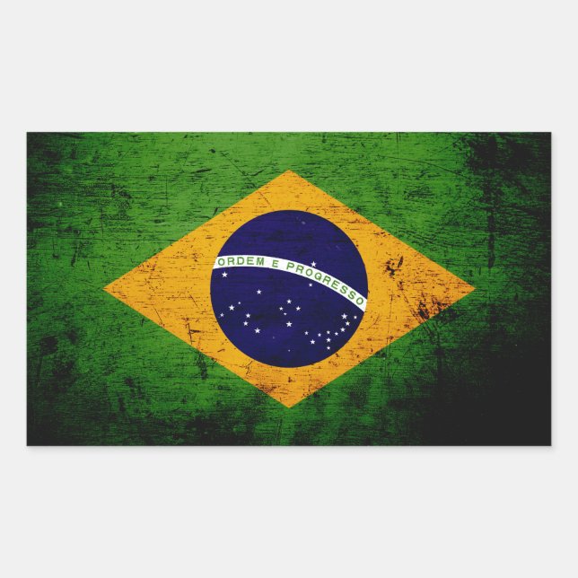 Adesivo Retangular Bandeira do Brasil Grunge Negro (Frente)