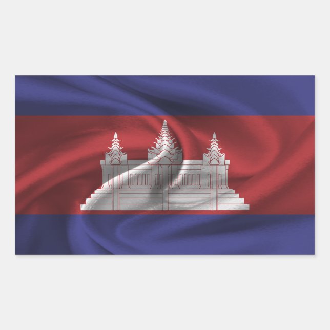 Adesivo Retangular Bandeira do Camboja (Frente)