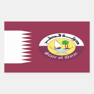 Adesivo Retangular Bandeira do Catar e Emblema, Bandeira do Catar