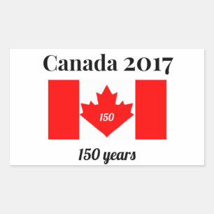 Adesivo Retangular Bandeira do coração de Canadá 150 em 2017