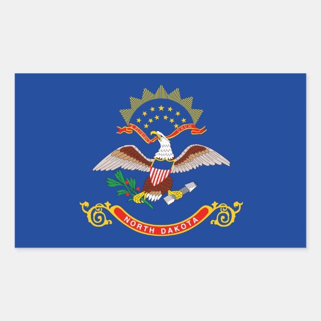Adesivo Retangular Bandeira do Dakota do Norte (Frente)