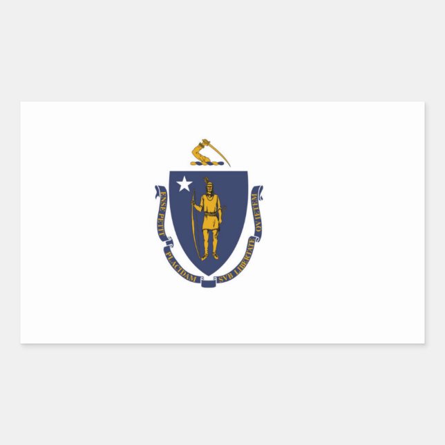 Adesivo Retangular Bandeira do Estado de Massachusetts (Frente)