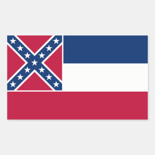 Adesivo Retangular Bandeira do estado de Mississippi, os Estados