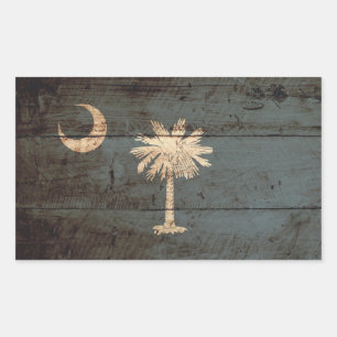 Adesivo Retangular Bandeira do estado de South Carolina na grão de