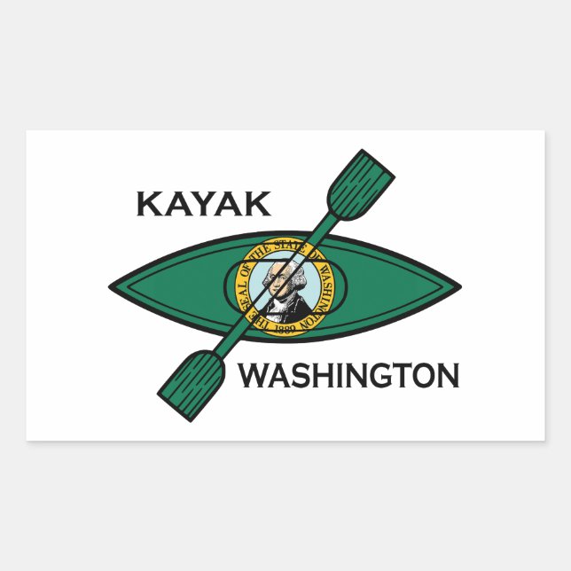Adesivo Retangular Bandeira do Estado de Washington Kayak (Frente)