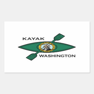 Adesivo Retangular Bandeira do Estado de Washington Kayak
