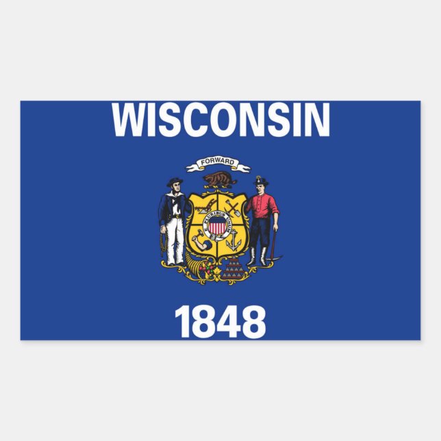 Adesivo Retangular Bandeira do Estado de Wisconsin (Frente)