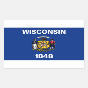Adesivo Retangular Bandeira do Estado de Wisconsin