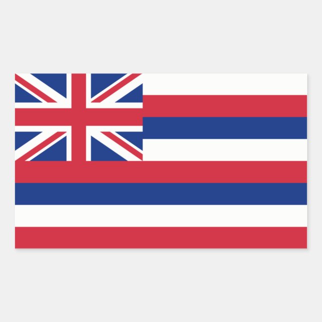 Adesivo Retangular Bandeira do Estado do Havaí/Havaí, Estados Unidos (Frente)