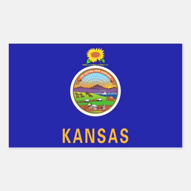 Adesivo Retangular Bandeira do Estado do Kansas (Frente)