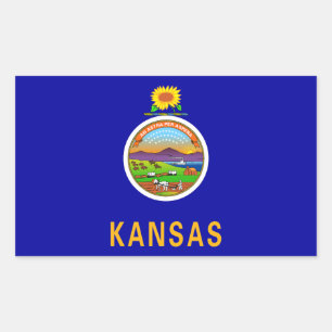 Adesivo Retangular Bandeira do Estado do Kansas
