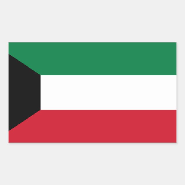 Adesivo Retangular Bandeira do Kuwait, Bandeira do Kuwait (Frente)