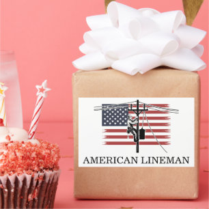 Adesivo Retangular Bandeira do Lineman Americano – Trabalho de Eletri
