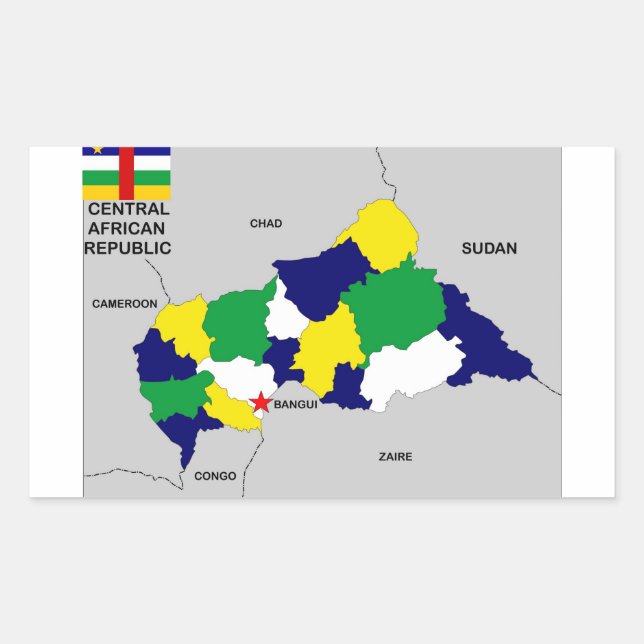 Adesivo Retangular bandeira do mapa político central da república afr (Frente)