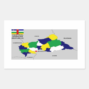 Adesivo Retangular bandeira do mapa político central da república afr