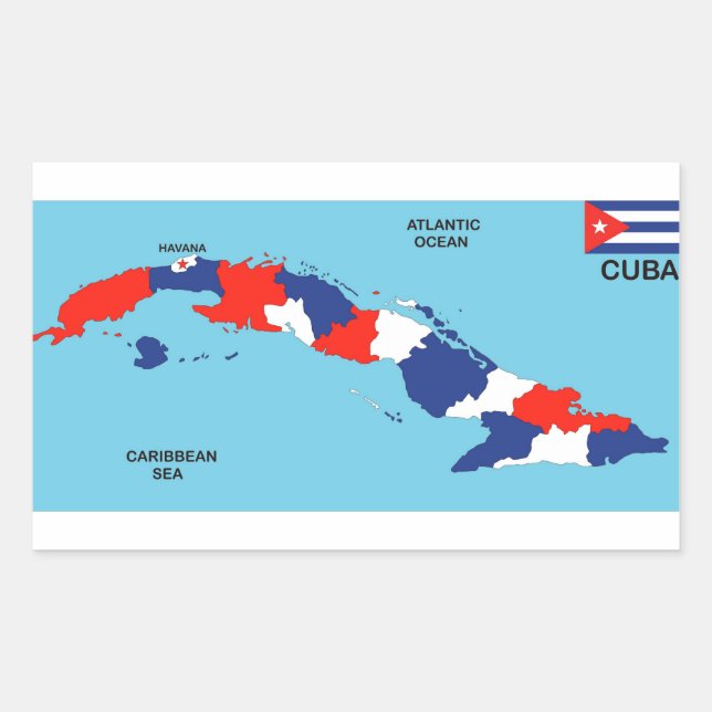 Adesivo Retangular bandeira do mapa político de Cuba (Frente)