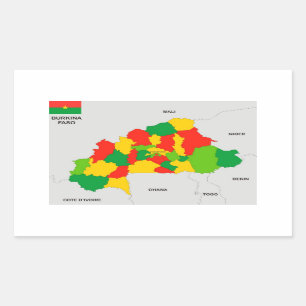 Adesivo Retangular bandeira do mapa político do país burkina faso