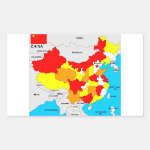 Adesivo Retangular bandeira do mapa político do país da china