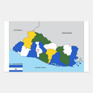 Adesivo Retangular bandeira do mapa político do país el salvador